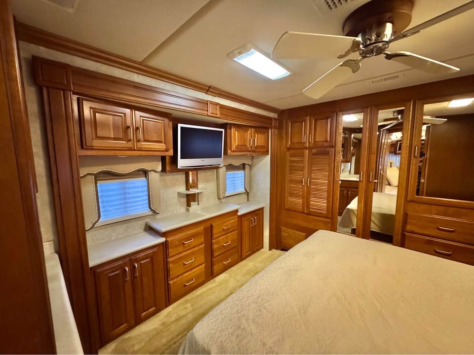 Fleetwood bedroom storage and TV